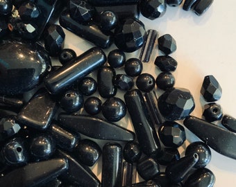 200 Czech black glass beads