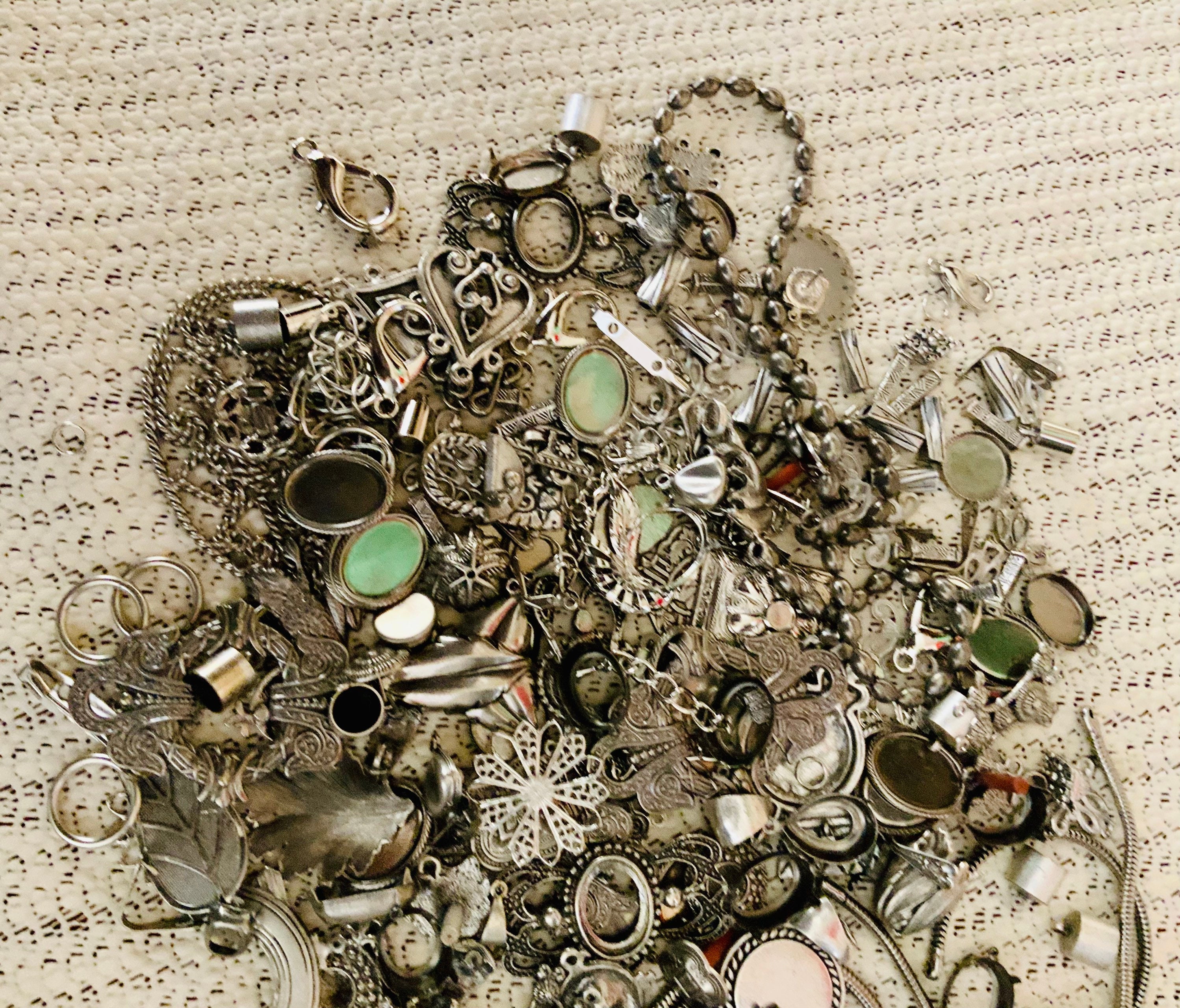 1/2 pound of everything silver jewelry making supplies Etsy