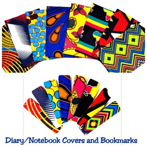 Notebook/Diary/Book Covers and Bookmarks, Ankara Book Cover, Fabric Book Cover, Patterned Book Cover, Washable Book Cover.