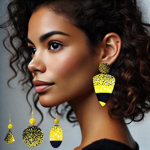 Yellow Ankara Fabric Earrings, African Earrings, African Print, Afrocentric Earrings, Gift for Her, Gift Idea, Boho, Boho Chic, Bohemian.