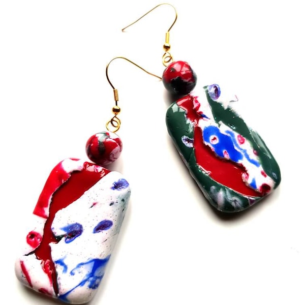 Gambia Earrings,Gambia Earrings,Gambia Colours,Large Earrings, Multi-Coloured Earrings, Gambia, Handmade Earrings,Gift Idea.