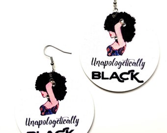 Unappologetically Black Earrings, Afro Girl, Statement Earrings, Afro Earrings, Black Girl Earrings, Wooden Earrings, Afrocentric.