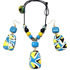 Conjunto de joias de Santa Lúcia, pulseira, Santa Lúcia, Santa Lúcia, brincos, colar, bandeira de Santa Lúcia, azul e branco de Santa Lúcia, presente para ela, boho.