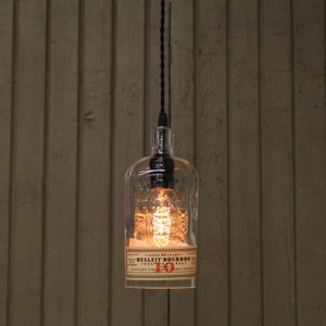 Elijah Craig Small Batch Bottle Pendant Light Handmade Bourbon Bottle Recycled Light Fixture Upcycled Industrial Glass Ceiling Light