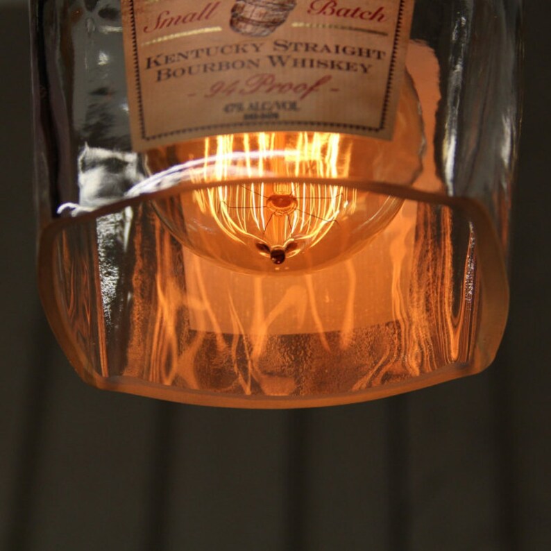 Elijah Craig Small Batch Bottle Pendant Light Handmade Bourbon Bottle Recycled Light Fixture Upcycled Industrial Glass Ceiling Light