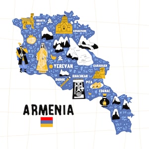 Armenië kaart platte hand getekende vector illustratie vlag