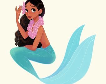 Tropical Mermaid - Mini Mermaid Print