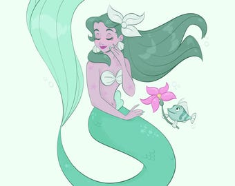 Emerald Mermaid - Mini Mermaid Print