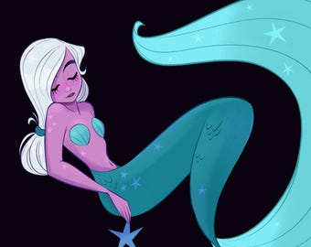 Catch a Star Mermaid - Mini Print