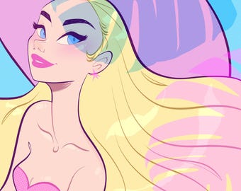 Tropical Vacation Girl - Print