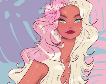 Tropical Blonde Girl - Print