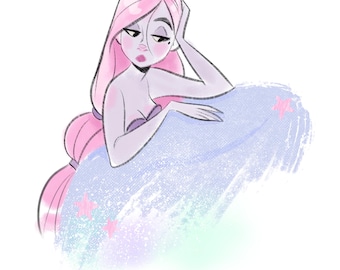 Sad Mermaid - Mini Mermaid Print