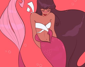 Blushing Mermaid - Print