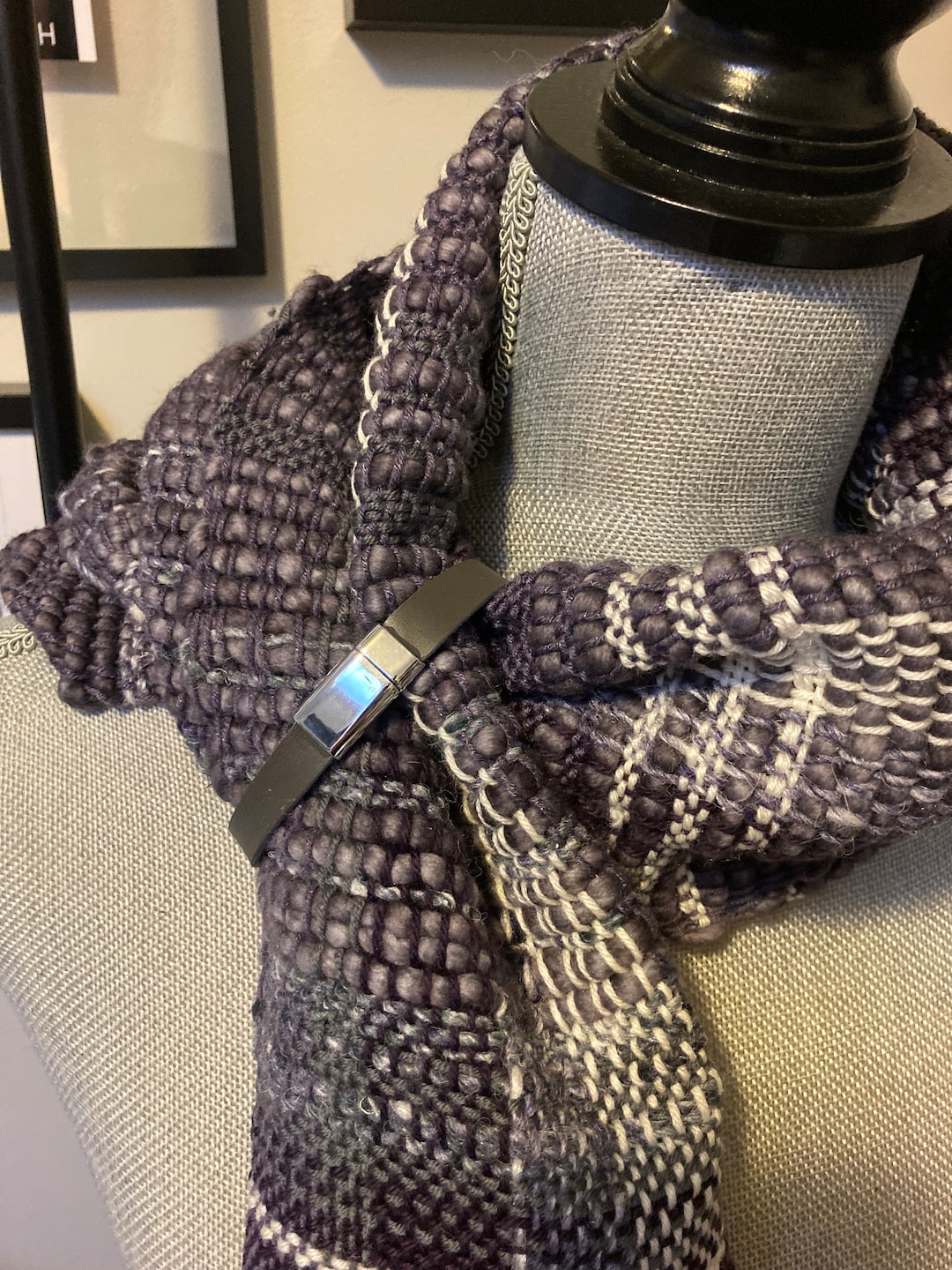 Leather Scarf Cuff With Clasp Etsy