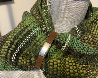 Leather scarf cuff with magnetic clasp