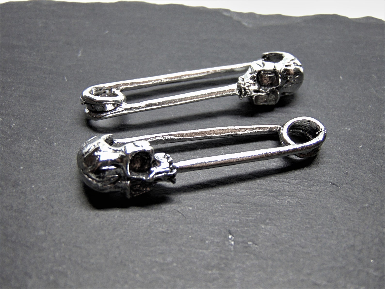 Skull Pendant Finding for Jewellery Making Gothic Safety Pin Etsy