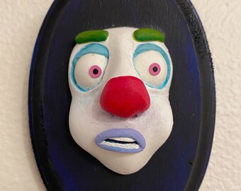 Clown Head Sculpt. One of a kind. READY TO HANG!