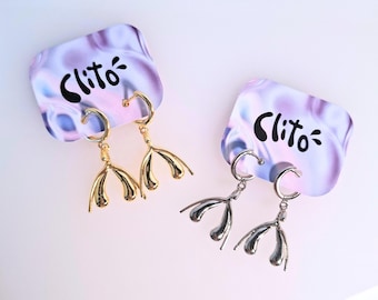 Clitoris Earrings - Feminist Jewelry, Gold or Silver