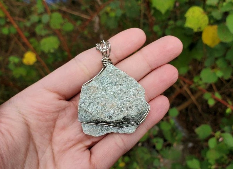 Green Aventurine Wire Wrapped Necklace Natural Rough Raw Green Aventurine Stone Pendant Wirewrapped Crystal Jewelry Wire Wrap