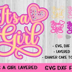 It&#39;s a girl Clip Art, It&#39;s a girl SVG, It&#39;s a girl Layers, Baby shower svg, It&#39;s a girl PNG, It&#39;s a girl Vector, It&#39;s a girl DXF, Cricut