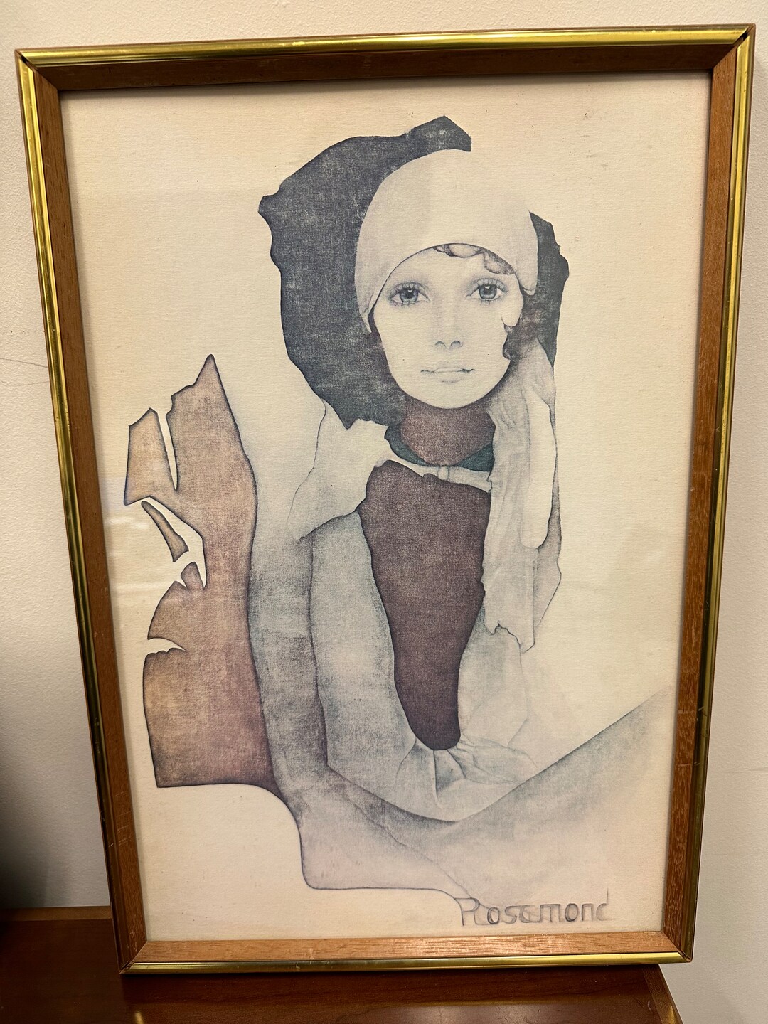 Lovely Collectible Rare simone by Christine Rosamond Lithograph Framed