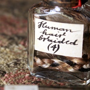 HUMAN HAIR in Antique Bottle  Alchemy Ingredient Witchcraft Ingredient Magic Potion Vintage Apothecary Curio Oddity Curiosity