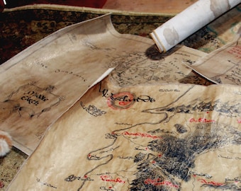 FANTASY MAP Handdrawn Real locations map. (Please, read description). Fully handmade. Imitates parchment.