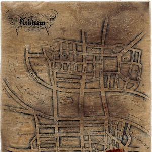 Facilement disponible, ARKHAM dessiné à la main, plan réaliste de la ville d'Arkham. Aspect antique et usé. Université Lovecraft Cthulhu Miskatonic