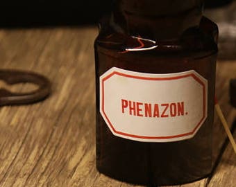 Phenazonum Antique Apothicaire vintage Médecine Antique Apothicaire Bouteille Cuisine Épices Cuisine Récipient Antique Bouteille