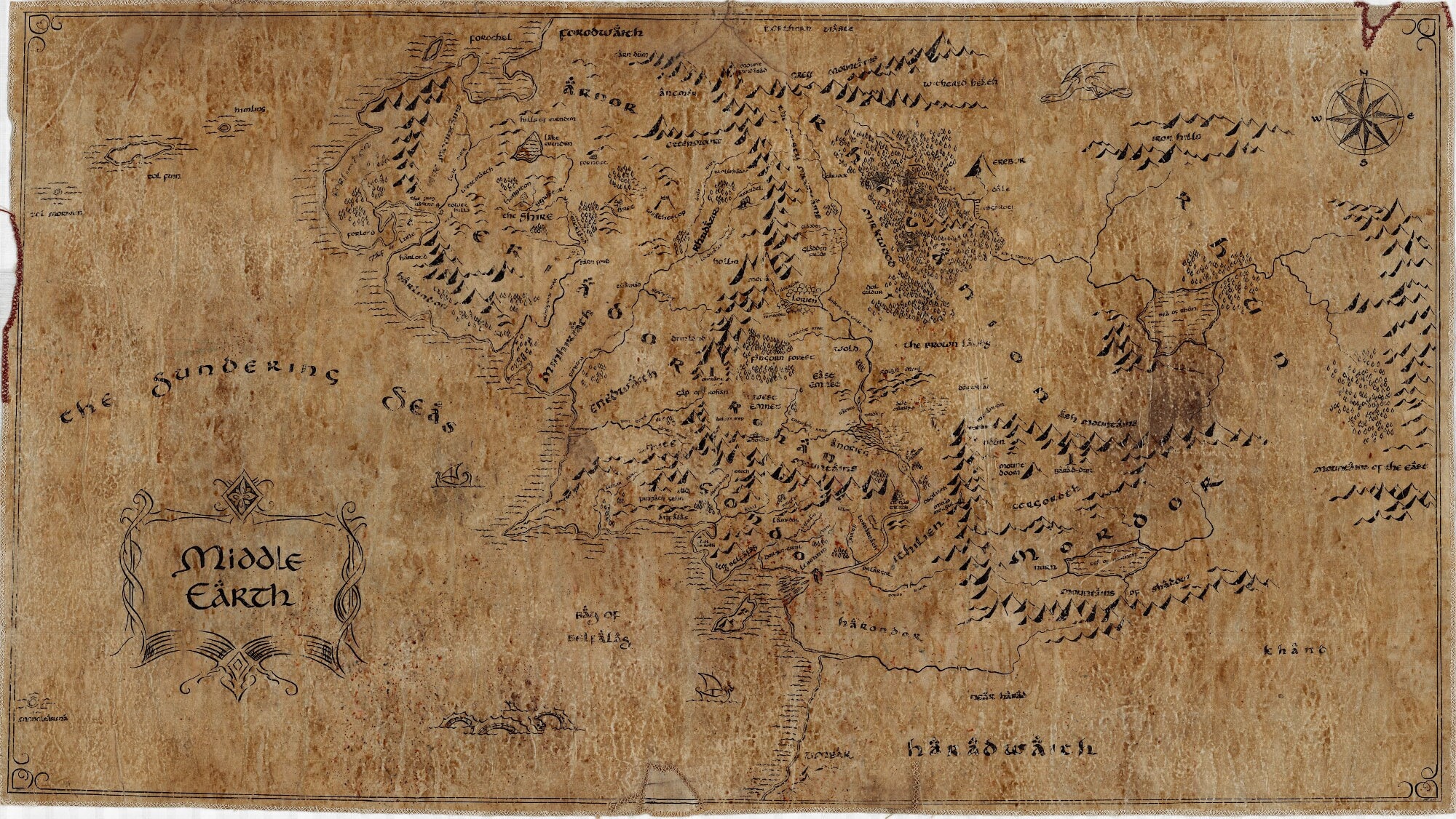 Readily available HUGE, fantasy map, fully handdrawn, fully handmade. Imitates parchment.