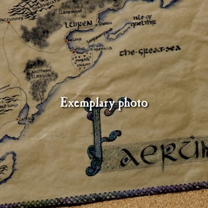 FAERUN, Dungeons & Dragons, handmade, realistic map. (Please, read description). Fully handmade.