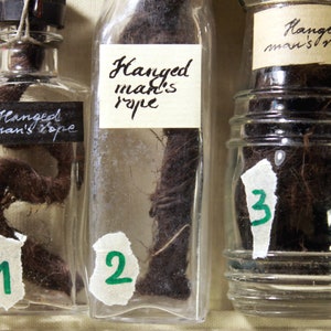 HANGED MAN&#39;S ROPE in an Antique Bottle  Alchemy Ingredient Witchcraft Magic Potion Vintage Apothecary Handmade Label Dark Academia
