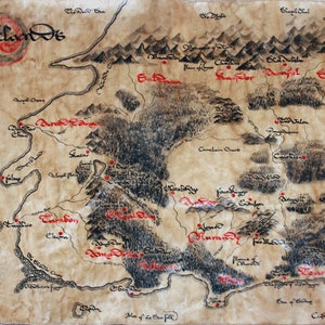 WHEEL OF TIME, Westlands map (Please, read description). Fully handmade. Imitates parchment.