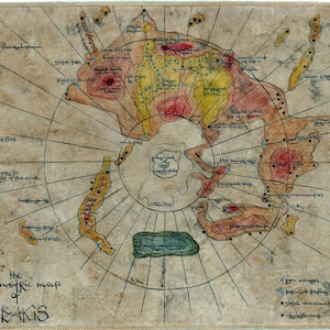 Mappa Arrakis Diune (leggere la descrizione) Mappa ipsometrica realistica completamente realizzata a mano Mappa fisica Mappa vintage Mappa antica