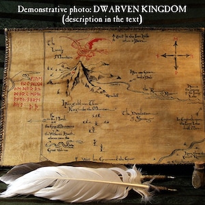 D'après le FILM. Carte réaliste du Thror de Tolkien dessinée à la main. (Veuillez lire la description).
