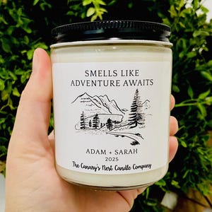 Personalized Adventure Candle, Hiking Couple, Travel Gift for Couples, Newlyweds, Christmas, National Parks Couple Gift, Outdoors Keepsake