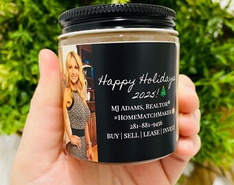 Personalized Realtor Holiday Candle Gift, Realtor Closing, Christmas for Clients, Real Estate Agent Merch
