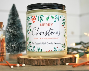 Employee Christmas Gifts, Soy Candles, Corporate Christmas Gifts, Personalized Christmas Candles, Christmas Greeting Candles, Coworker Gifts