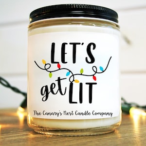 Lets Get Lit Christmas Candle, Secret Santa Gift, White Elephant Gift, Festive Christmas Candle, Stocking Stuffer, Work Christmas Party