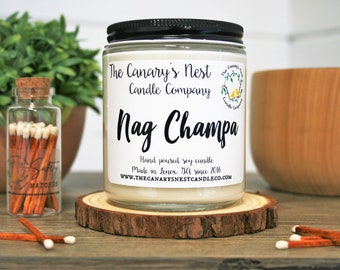 Nag Champa Soy Candle Choose From Three Sizes: Earthy Relaxing Incense Scent