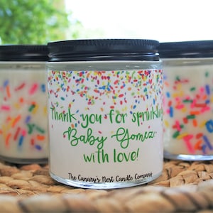 Baby Sprinkle Candles, Soy Candles, Personalized Candles, Baby Shower Hostess Gift, Baby Shower Thank You Gifts, Baby Sprinkle Favors