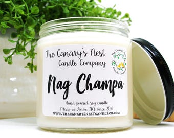 Nag Champa Soy Candle: Earthy Incense Scent - Handmade