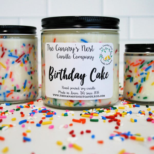 Birthday Cake Scented Soy Candle: Personalized Birthday Gift