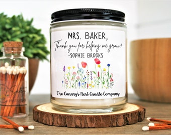 Teacher Gift, Soy Candle, Thanks for Helping Me Grow, End of Year Gift, Parapro Gift, Mentor Gift, Teacher Appreciation, Personalized Gift