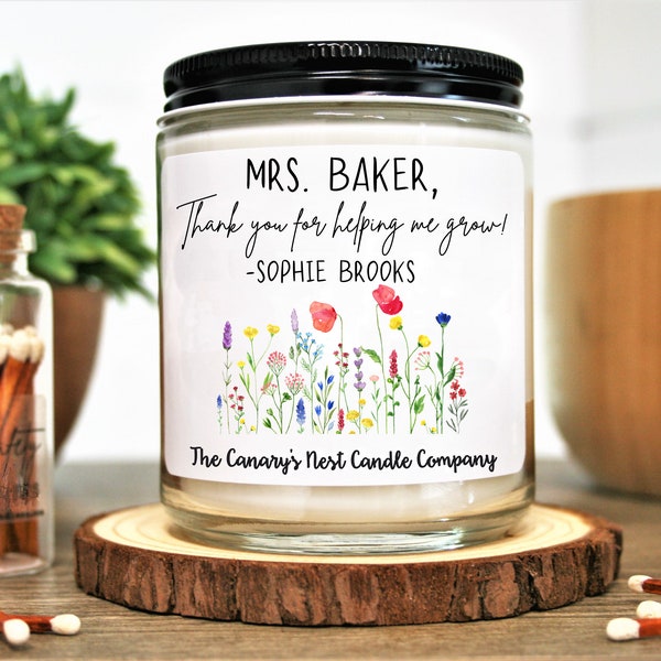 Teacher Gift, Soy Candle, Thanks for Helping Me Grow, End of Year Gift, Parapro Gift, Mentor Gift, Teacher Appreciation, Personalized Gift