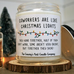 Coworker Christmas Gift, Employee Christmas Gift, Coworkers are Like Christmas Lights Candle, Funny Coworker Gift, Work Christmas Party Gift