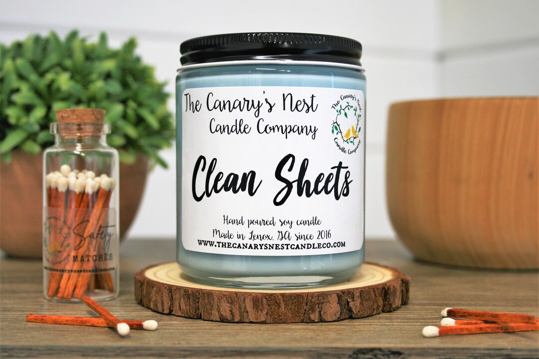 Soy Candles Handmade, Clean Sheets Candle, Fresh Linen Candle