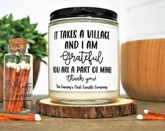 It Takes a Village Candle, Christmas Gift, Social Worker Gift, Administrative Professional Gift, Gift for Mentor, Gift for Friend