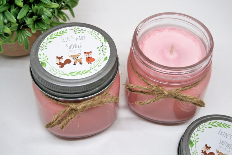 Woodland Baby Shower Favors Soy Candles Baby Shower Candle Etsy