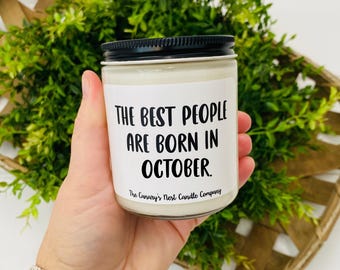 October Birthday Candle Gift: Soy Wax Candle, Birthday Gifts for Women